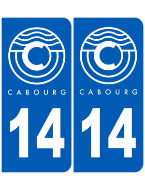 immatriculation 14 Cabourg (2fois 10,2x4,6cm) - Sticker/autocollant