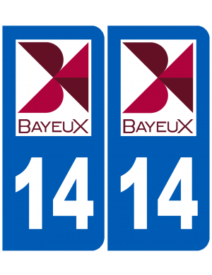 immatriculation 14 Bayeux (2fois 10,2x4,6cm) - Sticker/autocollant