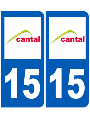 immatriculation 15 Cantal (2fois 10,2x4,6cm) - Sticker/autocollant