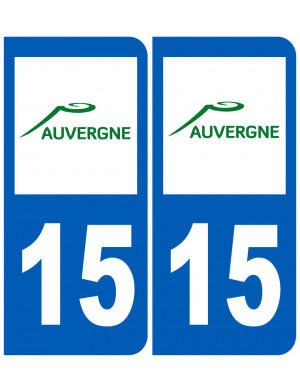 immatriculation 15 Auvergne (2fois 10,2x4,6cm) - Sticker/autocollant