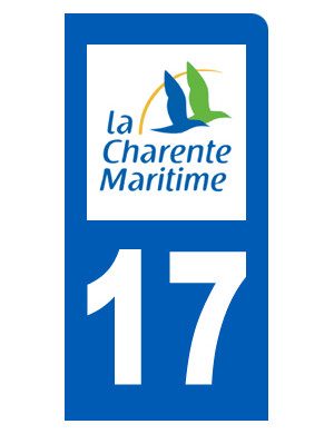immatriculation motard 17 Charente Maritime (6x3cm) - Sticker/autocoll