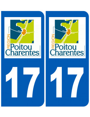 immatriculation 17 Poitou Charentes (2fois 10,2x4,6cm) - Sticker/autoc