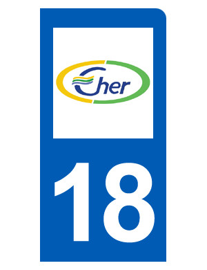 immatriculation motard 18 Cher (6x3cm) - Sticker/autocollant