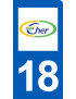 immatriculation motard 18 Cher (6x3cm) - Sticker/autocollant