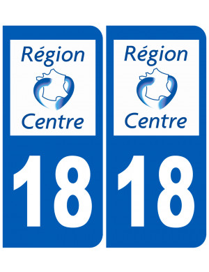 immatriculation 18 Région Centre (2fois 10,2x4,6cm) - Sticker/autocol