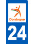 immatriculation motard 24 Dordogne (6x3cm) - Sticker/autocollant