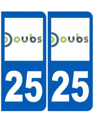 immatriculation 25 Doubs (2fois 10,2x4,6cm) - Sticker/autocollant