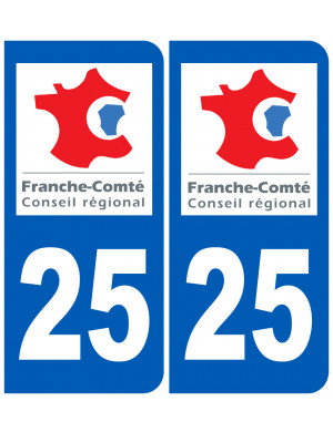 immatriculation 25 Franche Comté (2fois 10,2x4,6cm) - Sticker/autocol