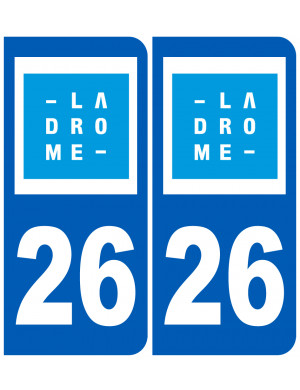immatriculation 26 Drôme (2fois 10,2x4,6cm) - Sticker/autocollant