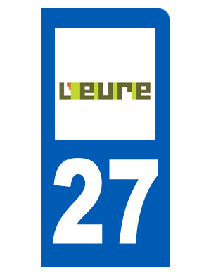 immatriculation motard 27 l'Eure (6x3cm) - Sticker/autocollant