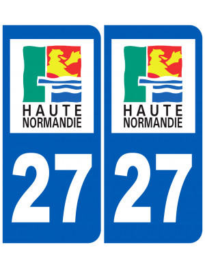 immatriculation 27 Haute Normandie (2fois 10,2x4,6cm) - Sticker/autoco