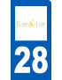 immatriculation motard 28 Eure et Loire (6x3cm) - Sticker/autocollant