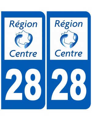 immatriculation 28 Région Centre (2fois 10,2x4,6cm) - Sticker/autocol