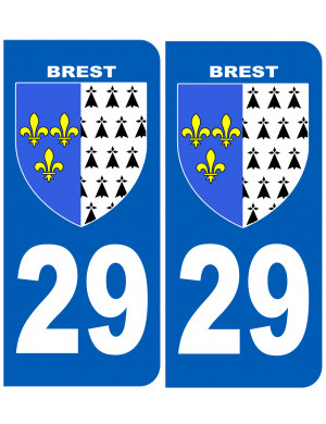 immatriculation 29 Brest (2fois 10,2x4,6cm) - Sticker/autocollant