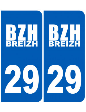 immatriculation 29 BZH (2fois 10,2x4,6cm) - Sticker/autocollant