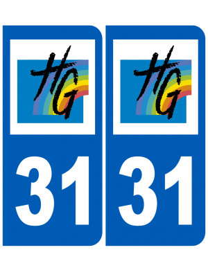 immatriculation 31 Haute-Garonne (2fois 10,2x4,6cm) - Sticker/autocoll