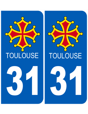 immatriculation 31 Toulouse (2fois 10,2x4,6cm) - Sticker/autocollant