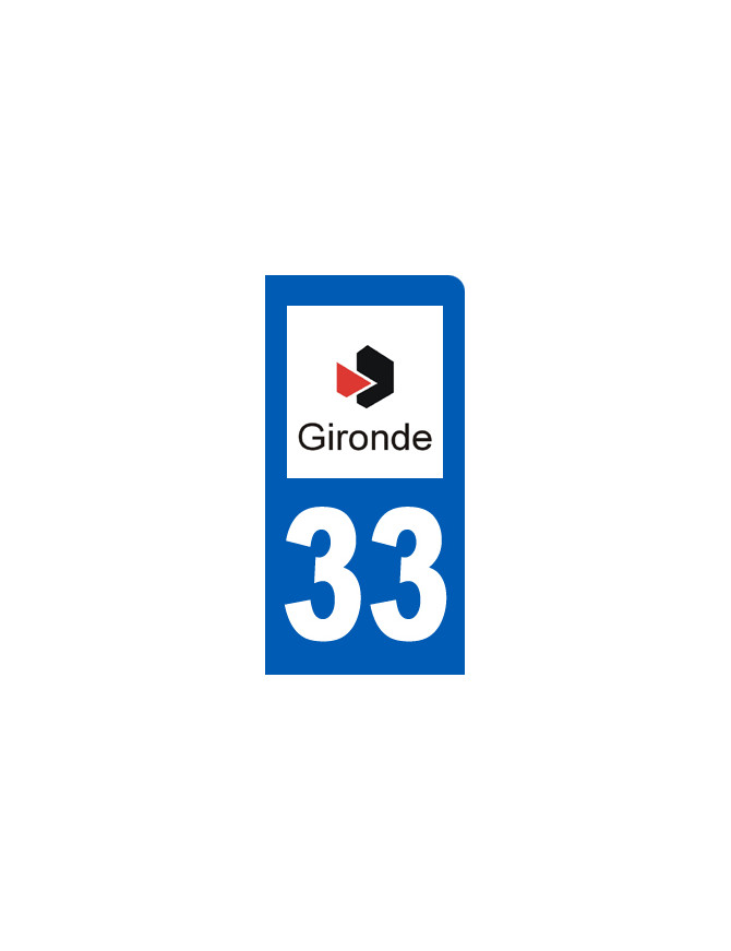 immatriculation motard 33 Gironde (6x3cm) - Sticker/autocollant