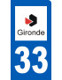 immatriculation motard 33 Gironde (6x3cm) - Sticker/autocollant
