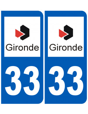 immatriculation 33 Gironde (2fois 10,2x4,6cm) - Sticker/autocollant