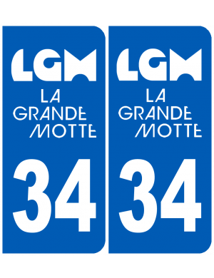 immatriculation 34 La Grande-Motte (2fois 10,2x4,6cm) - Sticker/autoco