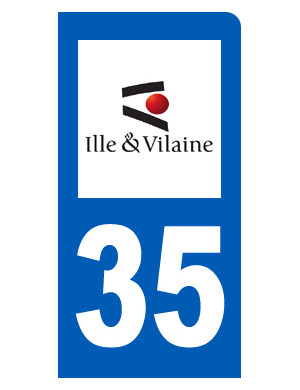 immatriculation motard 35 Ille-et-Vilaine (6x3cm) - Sticker/autocollan