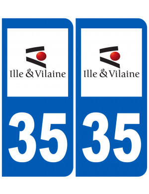 immatriculation 35 Ille-et-Vilaine (2fois 10,2x4,6cm) - Sticker/autoco