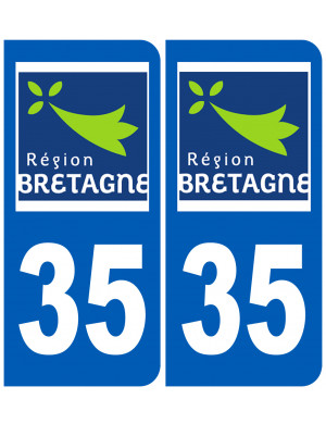 immatriculation 35 Région Bretagne (2fois 10,2x4,6cm) - Sticker/autoc