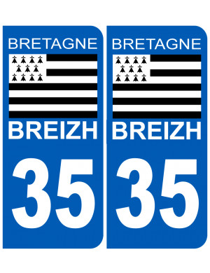 immatriculation 35 Breizh (2fois 10,2x4,6cm) - Sticker/autocollant