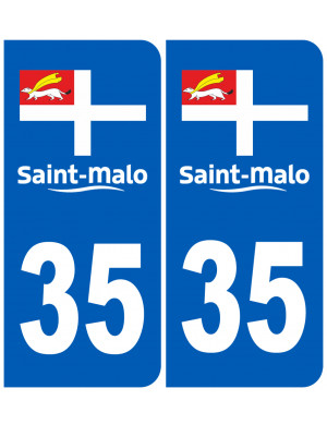 immatriculation 35 Saint Malo (2fois 10,2x4,6cm) - Sticker/autocollant