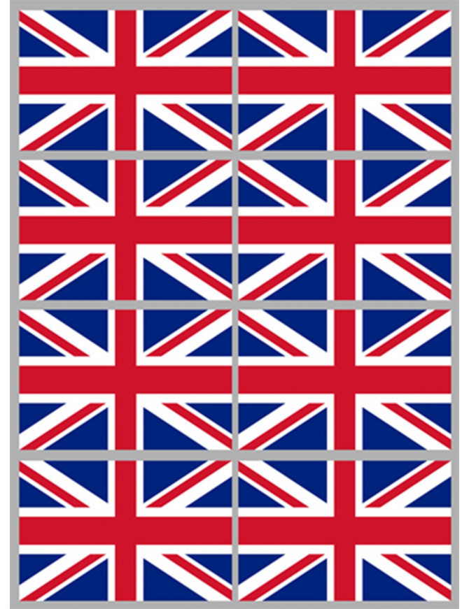 Drapeau drapeau Grande Bretagne - 8 stickers - 9.5 x 6.3 cm - Sticker/autocollant