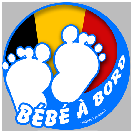 bébé à bord belge garçon - 10cm - Sticker/autocollant