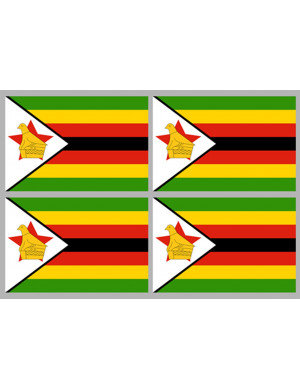Drapeau Zimbabwe - 4 stickers - 9.5 x 6.3 cm - Sticker/autocollant