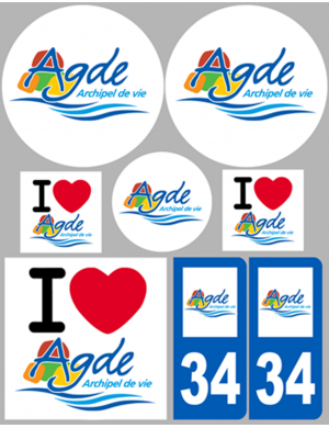 Agde (8 autocollants variés) - Sticker/autocollant