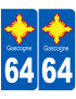 immatriculation Gascogne 64 Pyrénées-Atlantiques - Sticker/autocolla