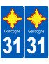 immatriculation Gascogne 31 Haute-Garonne - Sticker/autocollant