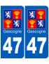 immatriculation Gascogne47 Lot-et-Garonne - Sticker/autocollant