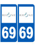 immatriculation 69 (Rhône) - Sticker/autocollant