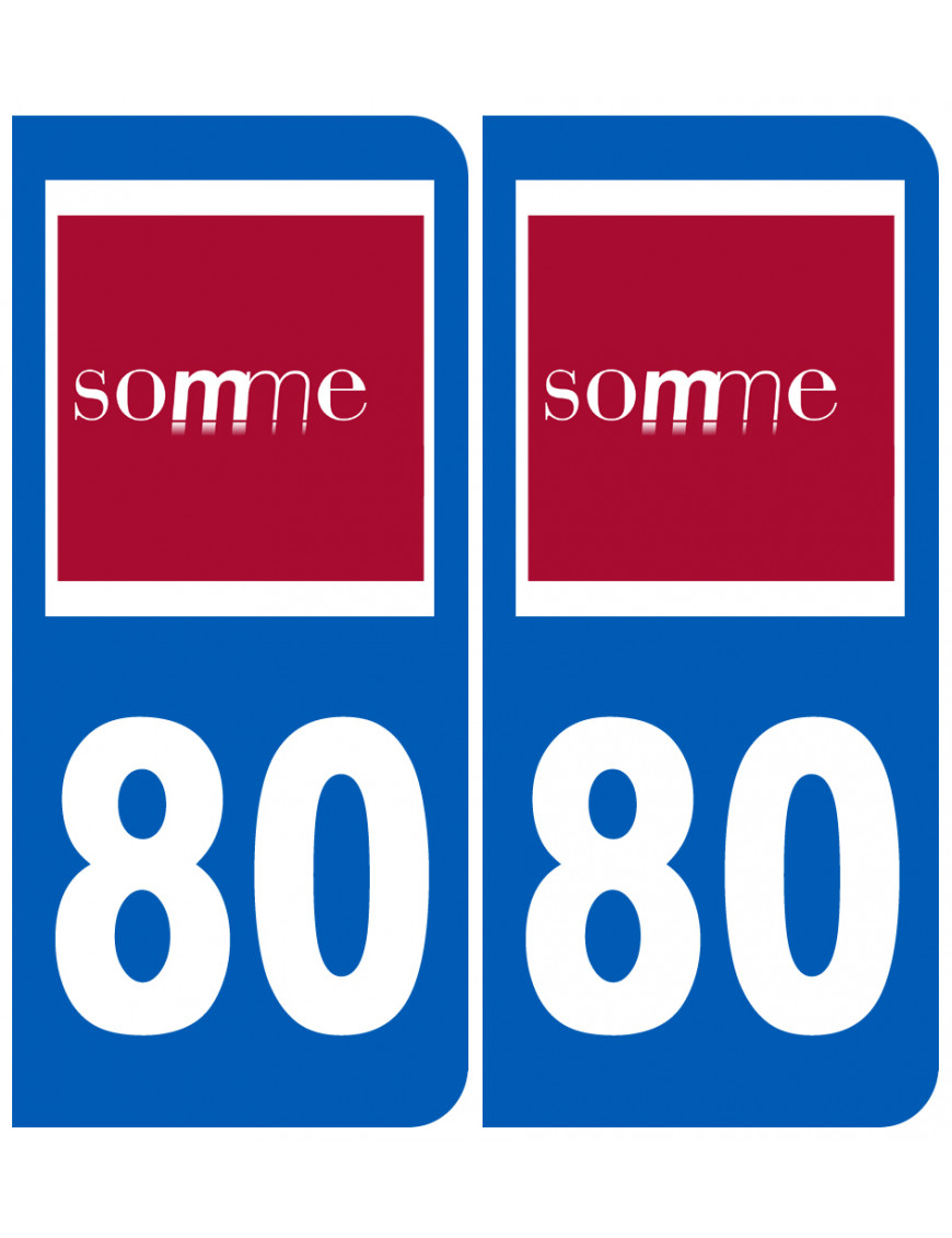 immatriculation 80 (Somme) - Sticker/autocollant immatriculation 80 (Somme) - Sticker/autocollant