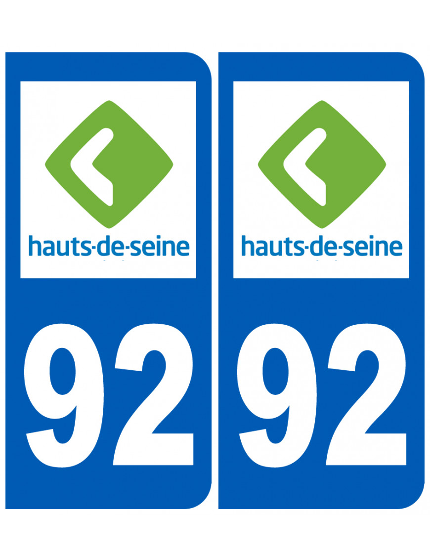 immatriculation 92 (Hauts-de-Seine) - Sticker/autocollant immatriculation 92 (Hauts-de-Seine) - Sticker/autocollant