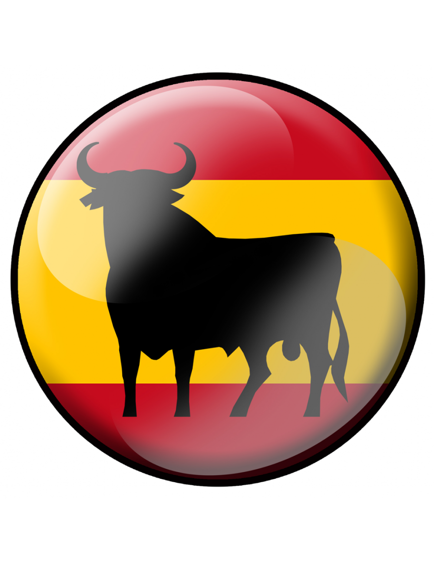 drapeau rond Taureau Espagnol - 15cm - Sticker/autocollant drapeau rond Taureau Espagnol - 15cm - Sticker/autocollant