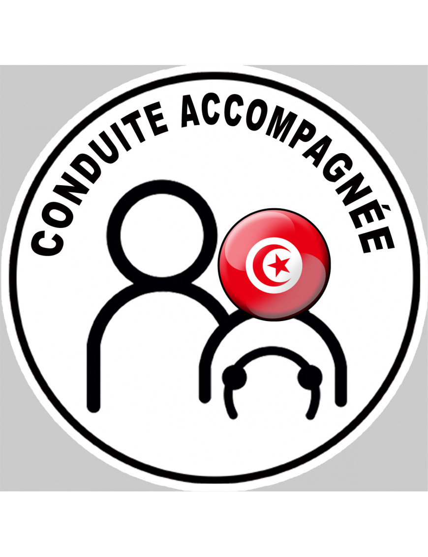 Conduite accompagnée Tunisie - 15x15cm - Sticker/autocollant Conduite accompagnée Tunisie - 15x15cm - Sticker/autocollant