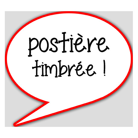 postière timbrée - 10x9cm - sticker/autocollant postière timbrée - 10x9cm - sticker/autocollant