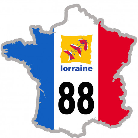 FRANCE 88 Région Lorraine - 5x5cm - Sticker/autocollant FRANCE 88 Région Lorraine - 5x5cm - Sticker/autocollant