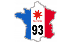 FRANCE 93 Ile de France - 20x20cm - Sticker/autocollant