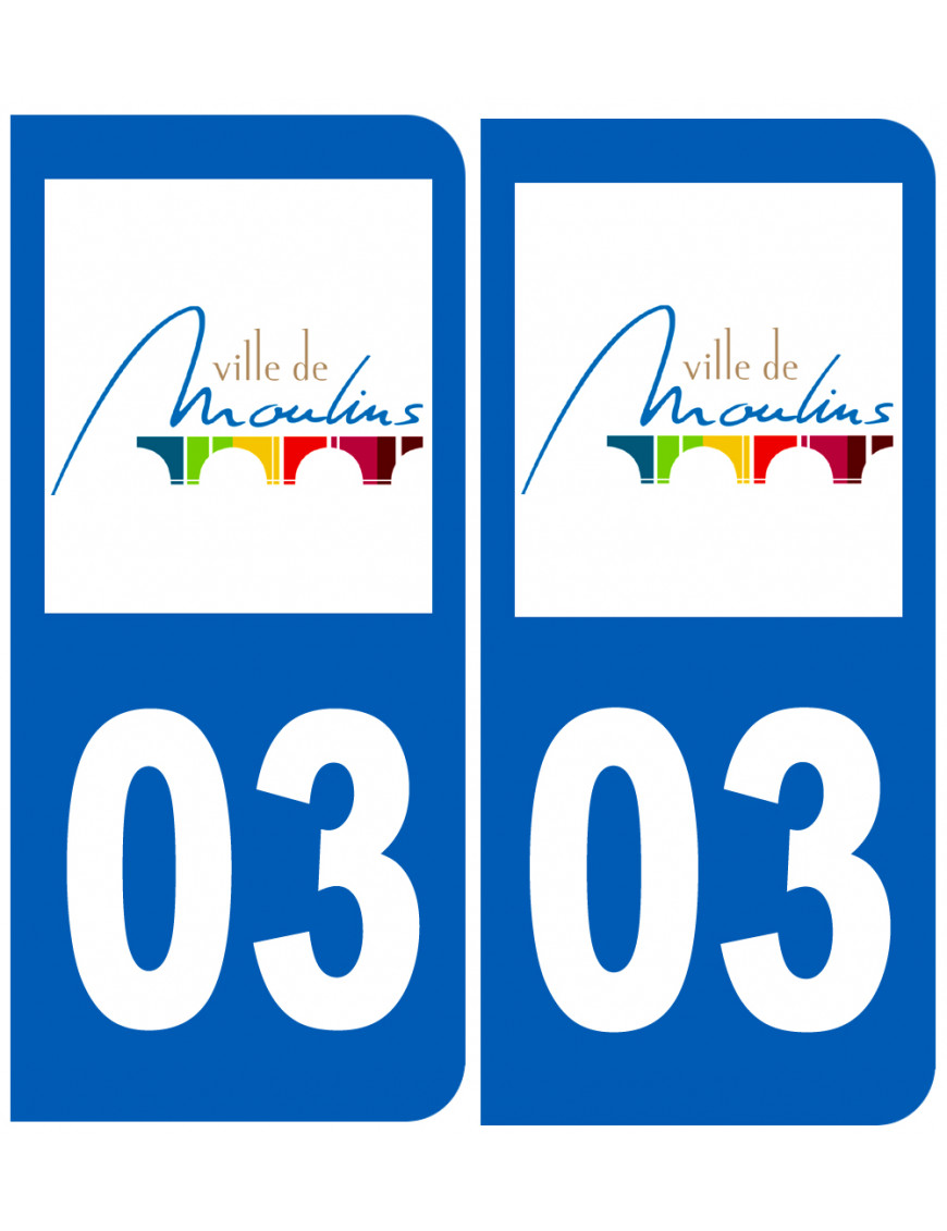 immatriculation 03 Moulins - Sticker/autocollant immatriculation 03 Moulins - Sticker/autocollant