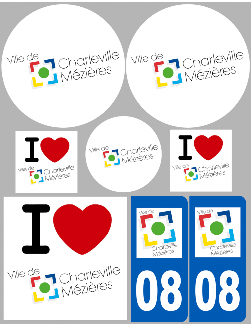 Charleville-Mézières (8 autocollants variés) - Sticker/autocollant Charleville-Mézières (8 autocollants variés) - Sticker/autocollant