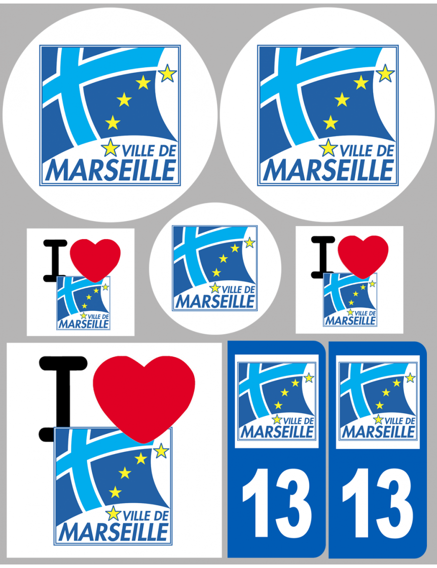 Marseille (8 autocollants variés) - Sticker/autocollant Marseille (8 autocollants variés) - Sticker/autocollant