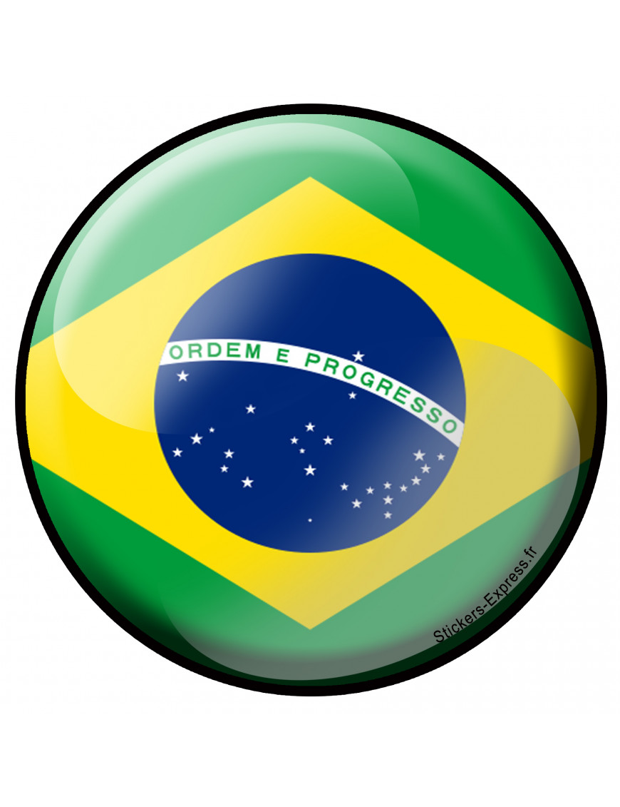 Brésil rond - 5x5cm - Sticker/autocollant Brésil rond - 5x5cm - Sticker/autocollant