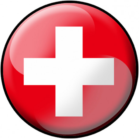 drapeau Suisse rond - 15cm - Sticker/autocollant drapeau Suisse rond - 15cm - Sticker/autocollant